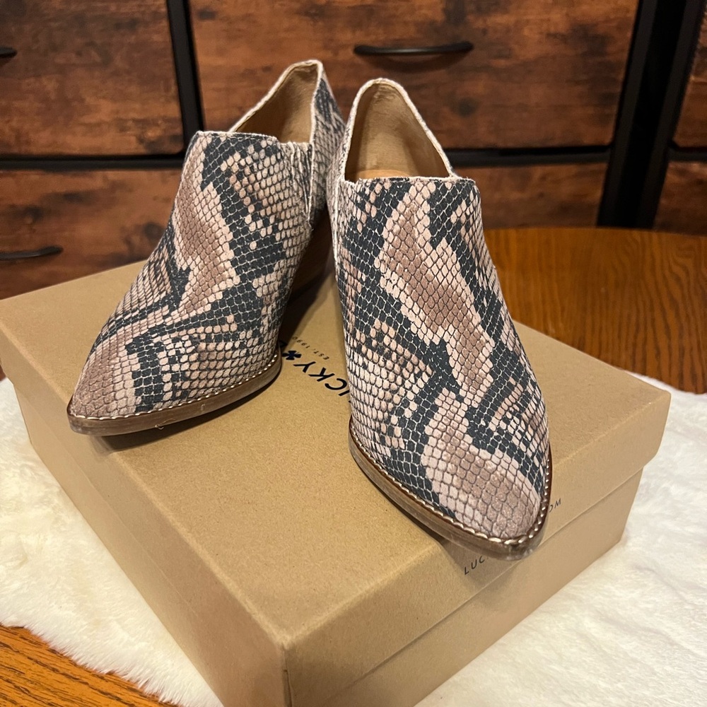 Lucky Brand Snake Print Ankle Booties